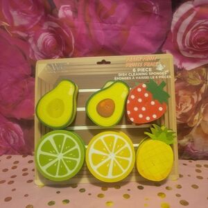 Fresh Fruit Kitchen Sponges Set - Avocado, Lime, Lemon, Strawberry, Pineapple